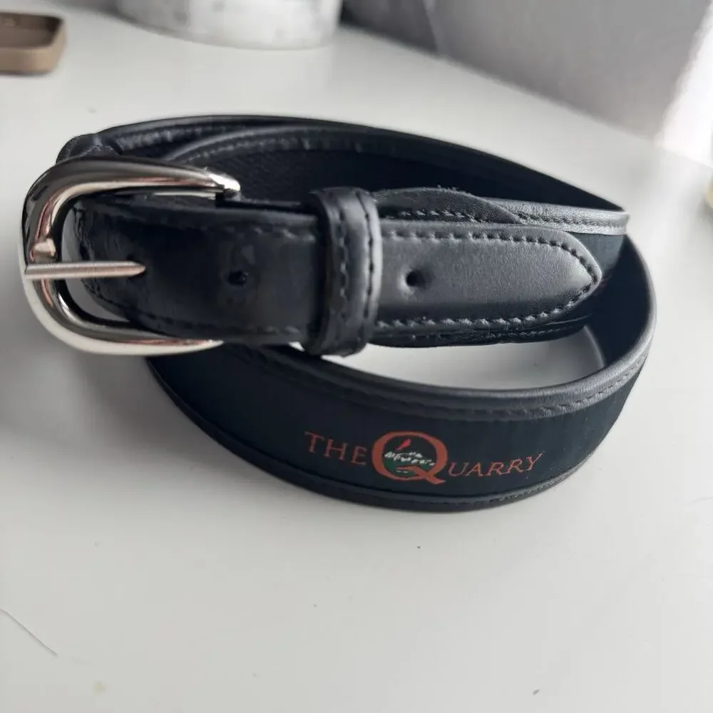 YRI Embroidered Canvas & Leather Ribbon Golf Belt The Quarry Size 36 Blue